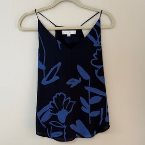 LOFT Blue Floral polyester top